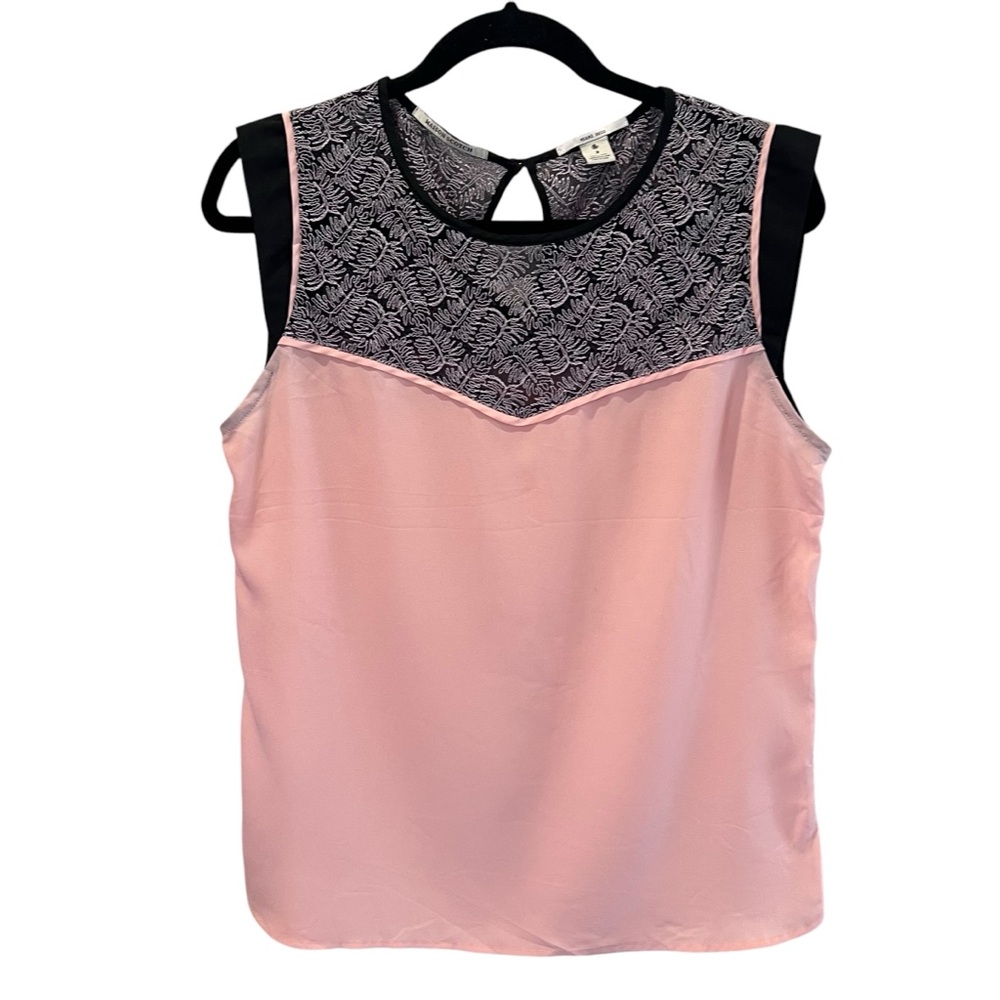 Maison Scotch Pink And Black Sleeveless Miami Deco Tank Top Blouse Size‎ Medium